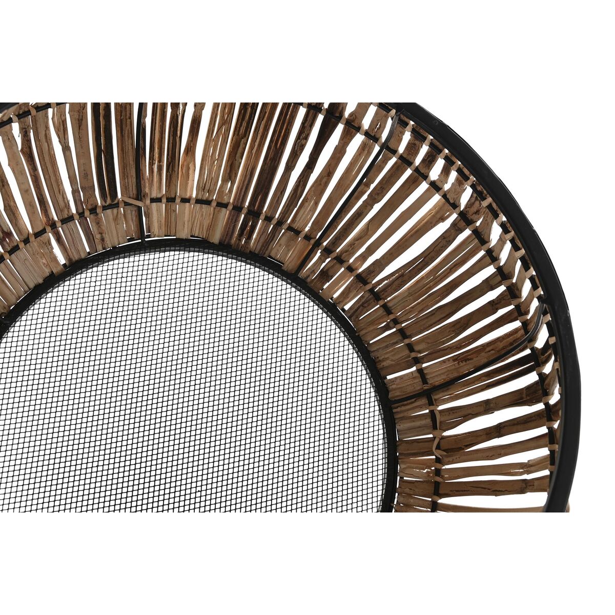 Set of pots DKD Home Decor Natural Black Metal Rattan (50 x 50 x 25,4 cm)
