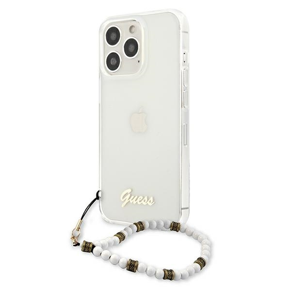 Guess GUHCP13LKPSWH Apple iPhone 13 Pro Transparent hardcase White Pearl