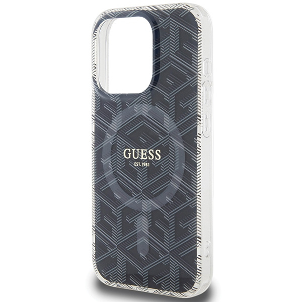 Guess GUHMP15LHGCUSTGK Apple iPhone 15 Pro hardcase IML GCube MagSafe black