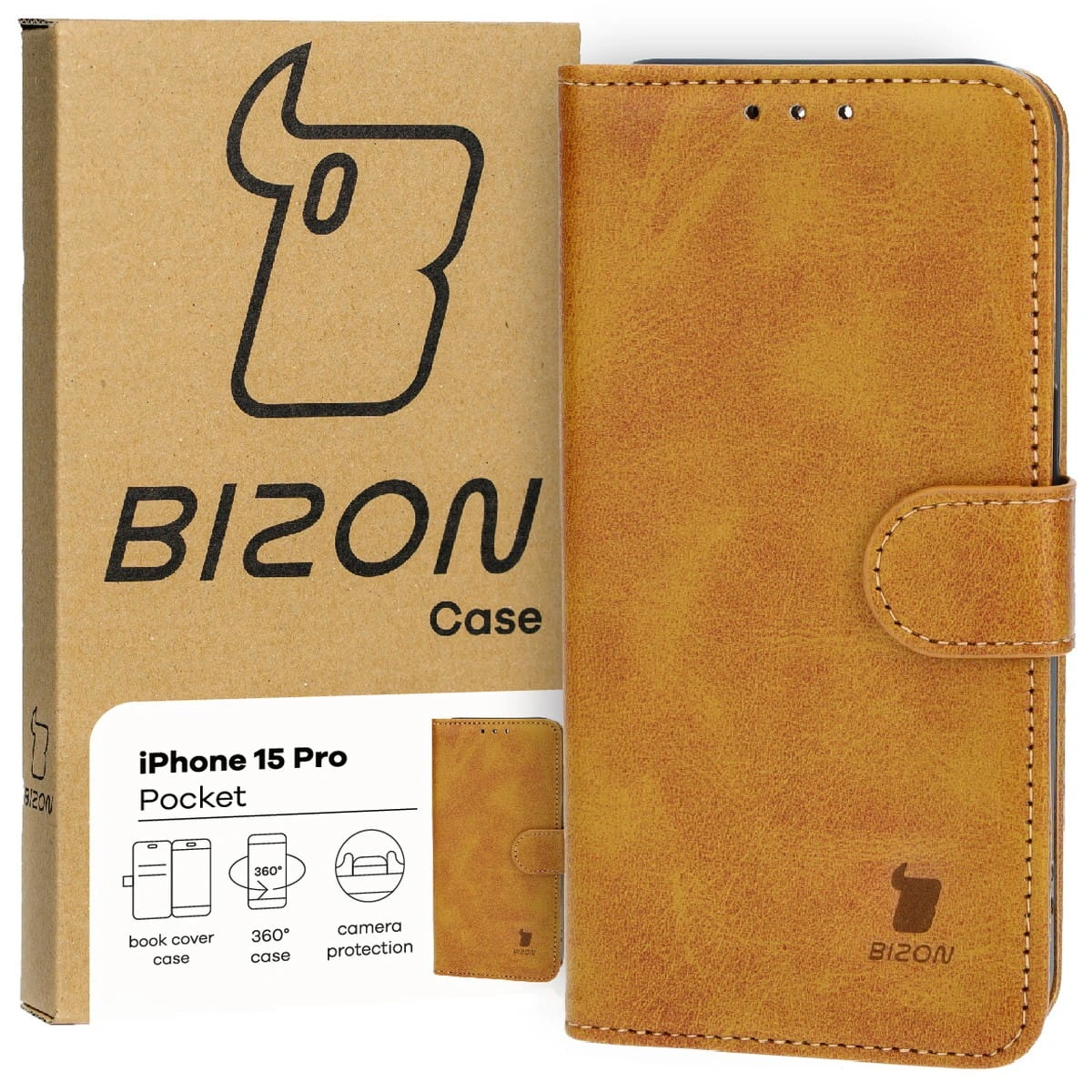 Bizon Case Pocket Apple iPhone 15 Pro brown
