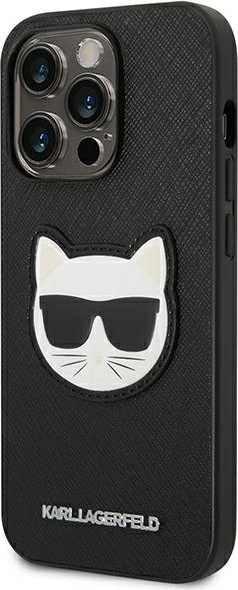 Karl Lagerfeld KLHCP14LSAPCHK Apple iPhone 14 Pro hardcase black Saffiano Choupette Head Patch