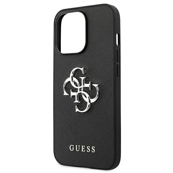 Guess GUHCP13LSA4GSBK Apple iPhone 13 Pro black hardcase Saffiano 4G Metal Logo