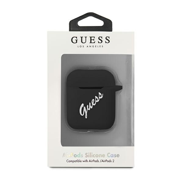 Guess GUACA2LSVSBW Apple AirPods cover black white Silicone Vintage