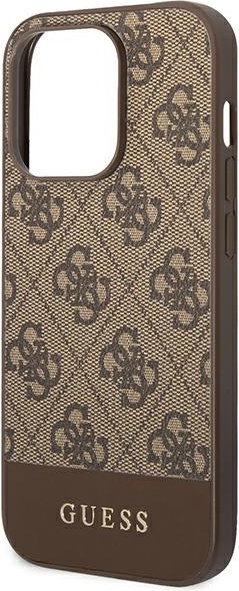 Guess GUHCP14LG4GLBR Apple iPhone 14 Pro brown hard case 4G Stripe Collection