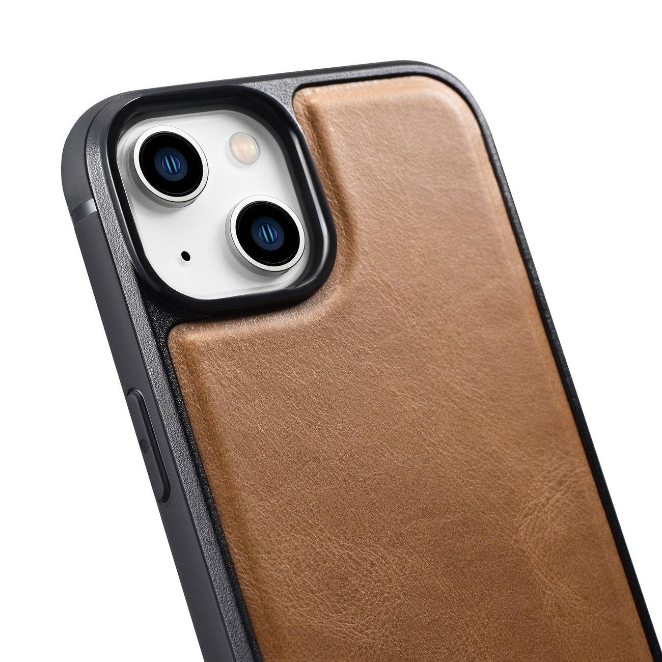 iCarer Leather Oil Wax MagSafe Apple iPhone 14 Plus light brown