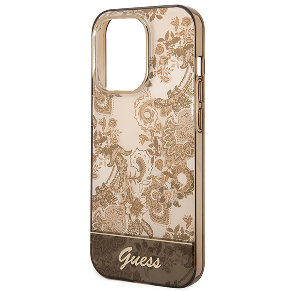 Guess GUHCP14LHGPLHC Apple iPhone 14 Pro ochre hardcase Porcelain Collection