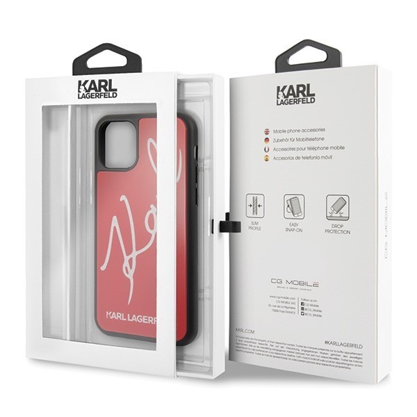 Karl Lagerfeld KLHCN65DLKSRE iPhone 11 Pro Max red hard case Signature Glitter