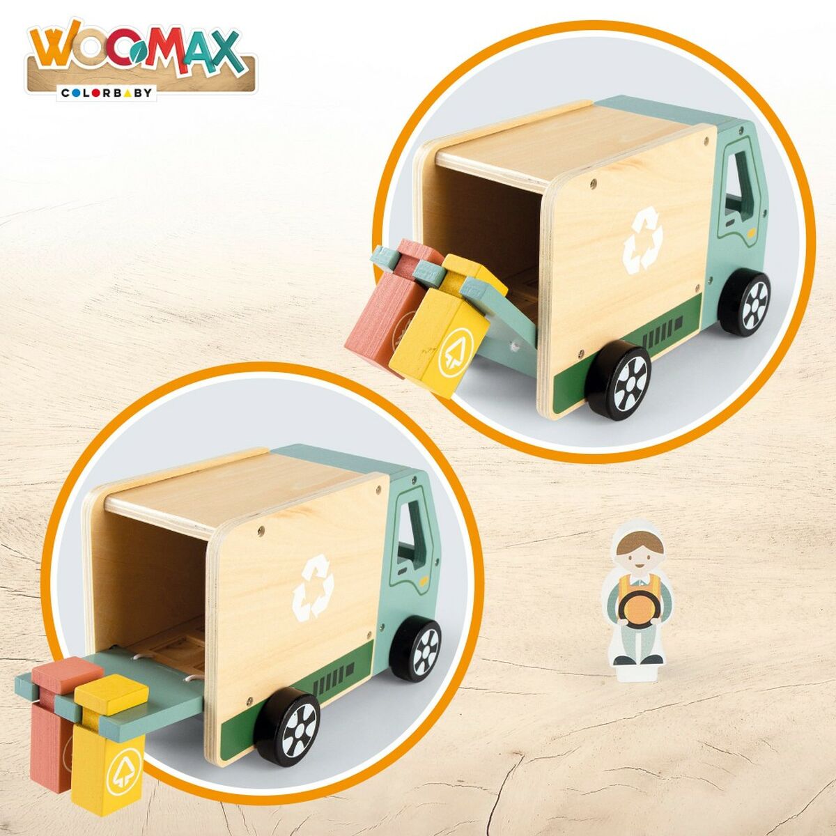 Müllwagen Woomax 8 Stücke Spielzeug 24 x 15 x 13,5 cm (4 Stück)