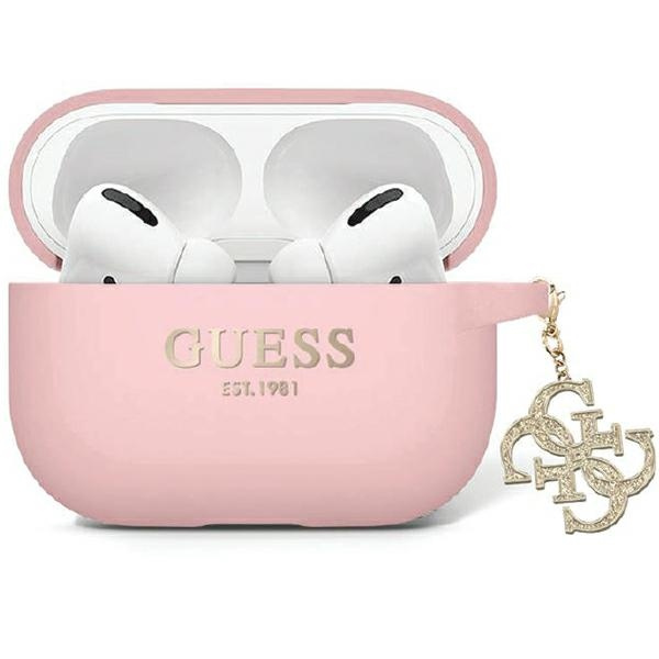 Guess GUAP2LECG4P Apple AirPods Pro 2 cover Liquid Silicone Glitter Triangle Charm pink
