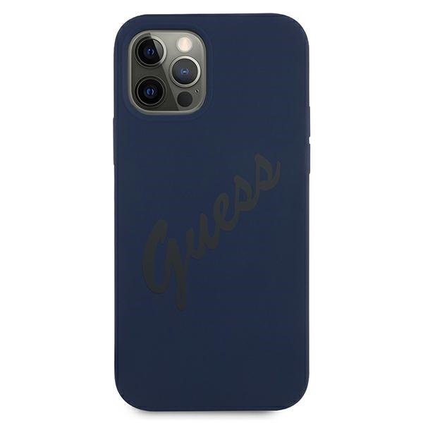 Guess GUHCP12LLSVSBL Apple iPhone 12 Pro Max blue hardcase Script Vintage