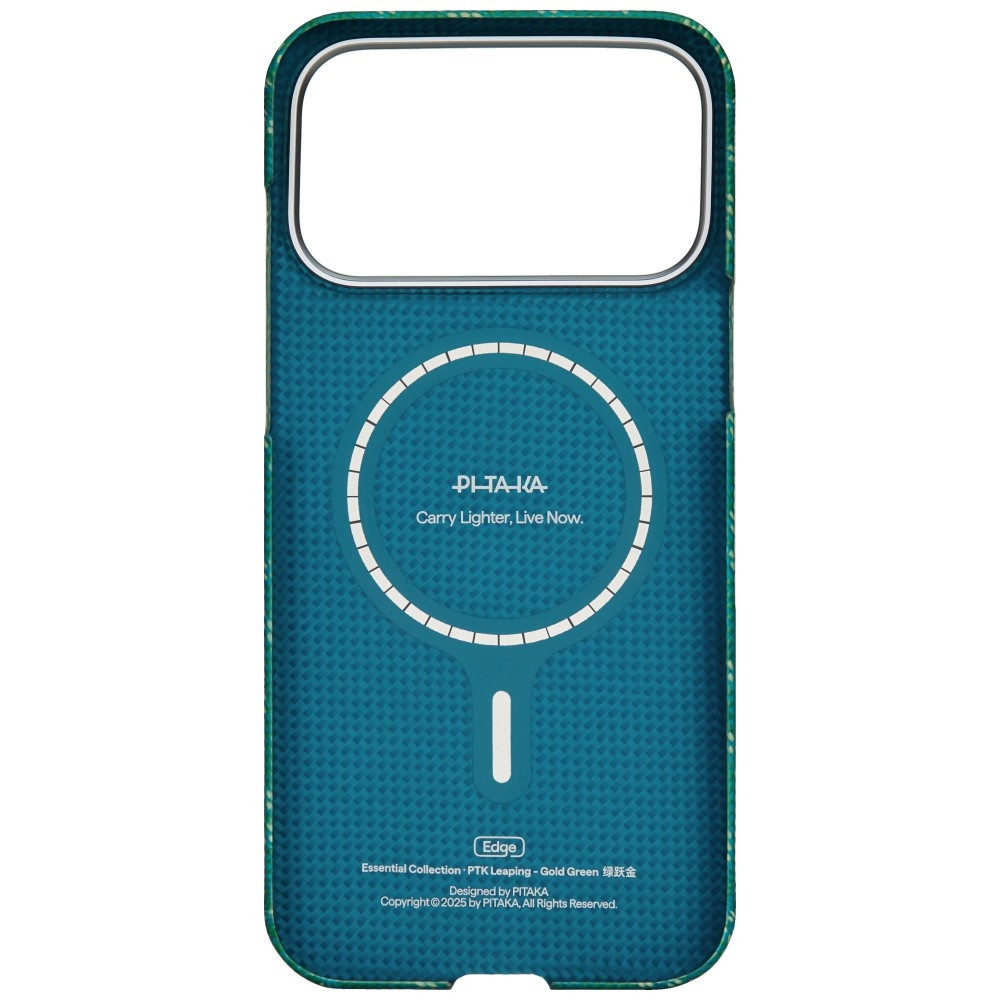 Etui PITAKA Ultra-Slim Monogram MagSafe do Apple iPhone 17 Pro złoto zielony