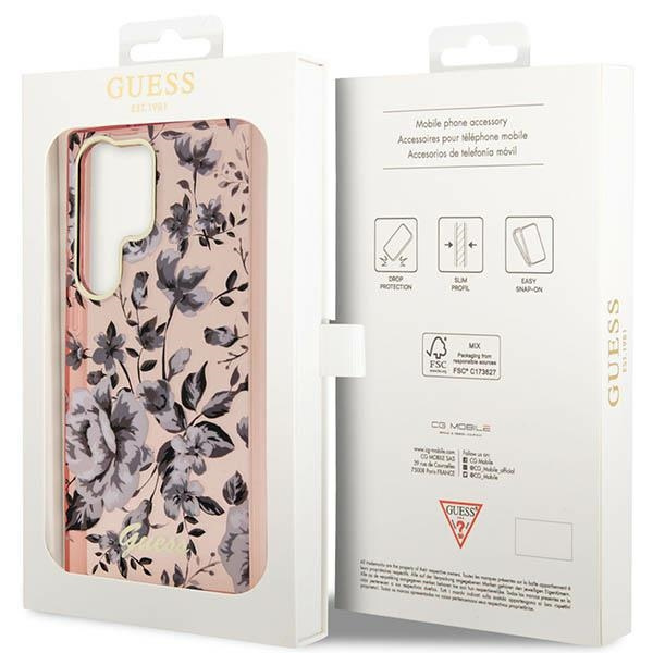 Guess GUHCS23LHCFWSP Samsung Galaxy S23 Ultra pink hardcase Flower Collection