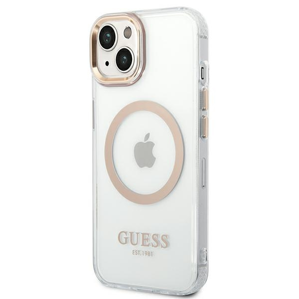 Guess GUHMP14SHTRMD Apple iPhone 14 gold hard case Metal Outline Magsafe