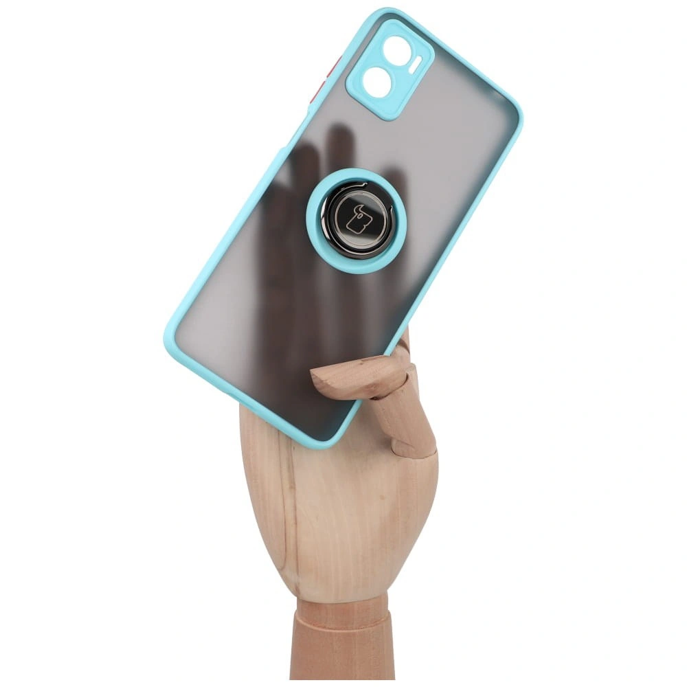 Bizon Case Hybrid Ring Motorola Moto E22 / E22i smoky with a light blue frame