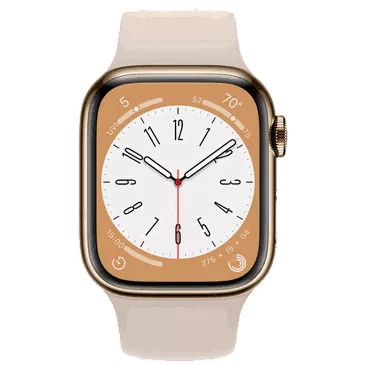 Apple Watch Series 8 4G 45mm Gold RVS (Beige Siliconenband)