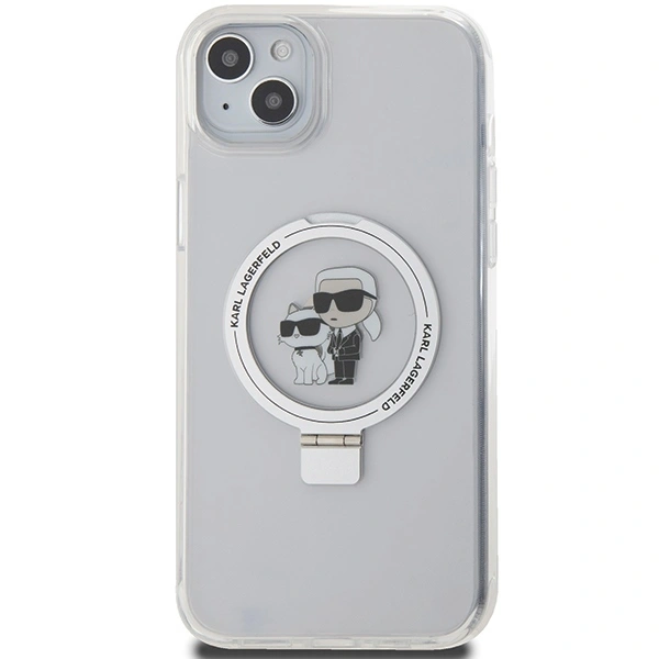 Karl Lagerfeld KLHMP15MHMRSKCH Apple iPhone 15 Plus / 14 Plus hardcase Ring Stand Karl&Choupettte MagSafe white