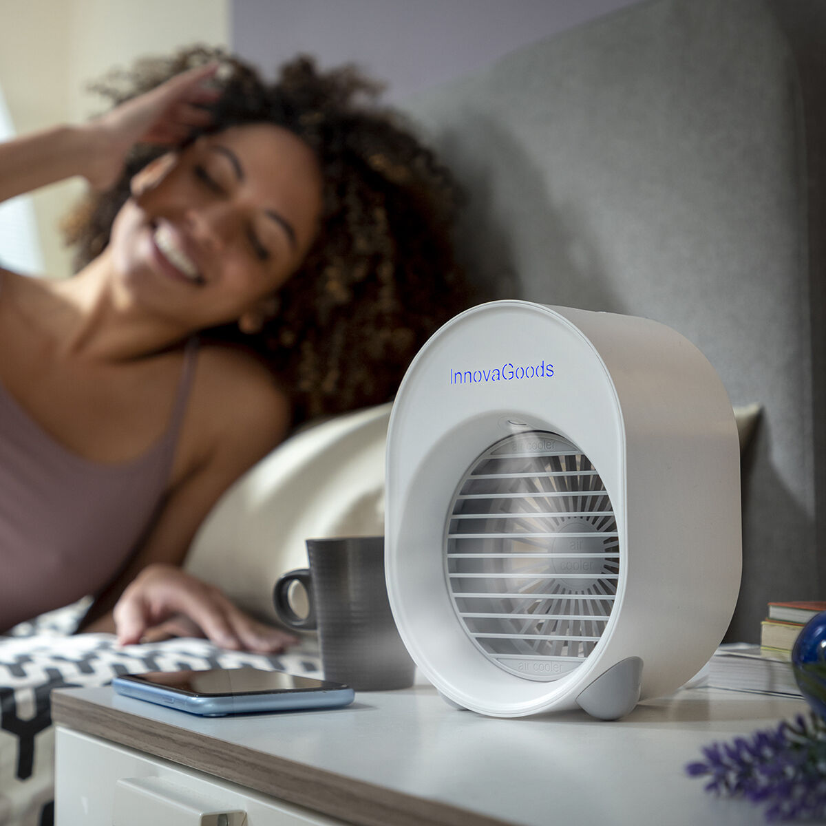 Mini Ultrasound Air Cooler-Humidifier with LED Koolizer InnovaGoods Mini Ultrasound Air Cooler-Humidifier with LED Koolizer InnovaGoods