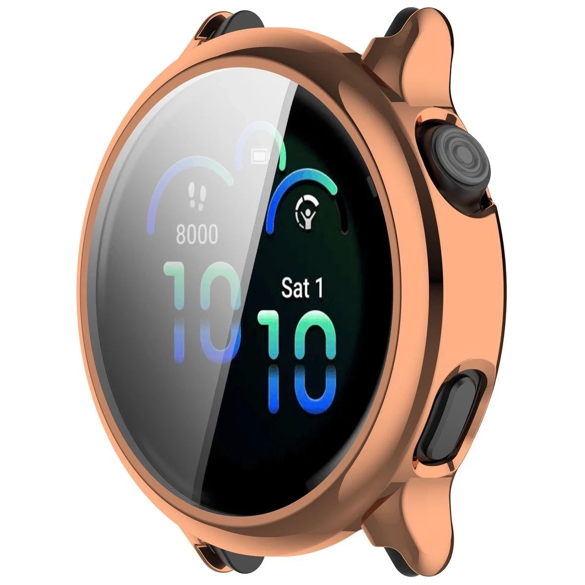Etui z osłoną ekranu Bizon Case Watch Felipe do Garmin Vivoactive 6 różowozłote