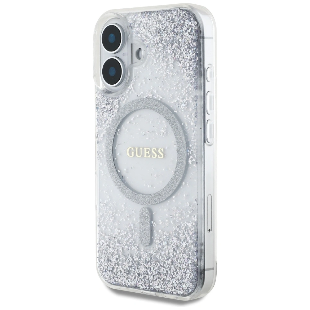 Guess HC Resin Bottom Glitter Apple iPhone 16 MagSafe silver