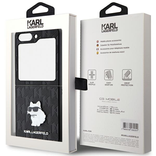 Karl Lagerfeld KLHCZF5SAPCHNPK Samsung Galaxy Z Flip5 hardcase Saffiano Monogram Choupette Pin black