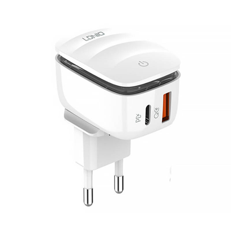 LDNIO A2425C USB, USB-C network charger with light + microUSB cable