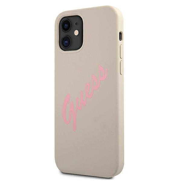 Guess GUHCP12SLSVSGP Apple iPhone 12 mini grey pink hardcase Silicone Vintage
