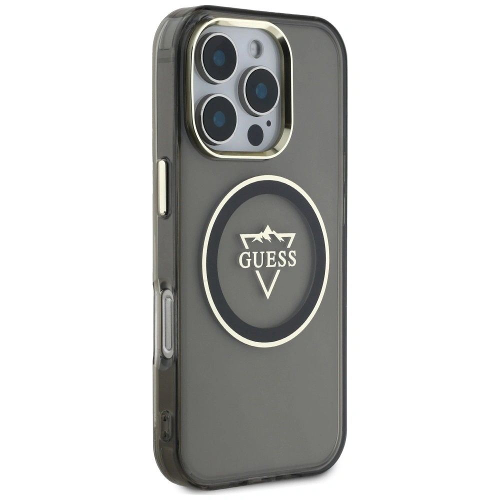 Guess IML Metal Mountain Logo MagSafe Apple iPhone 16 Pro Max black
