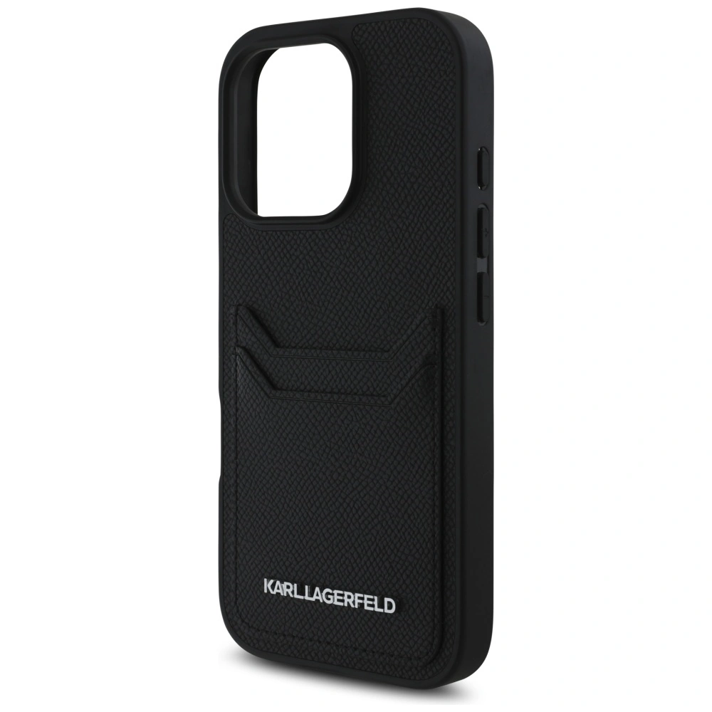 Karl Lagerfeld HC Grained PU Cardslot Metal Elong Apple iPhone 16 Pro Max black