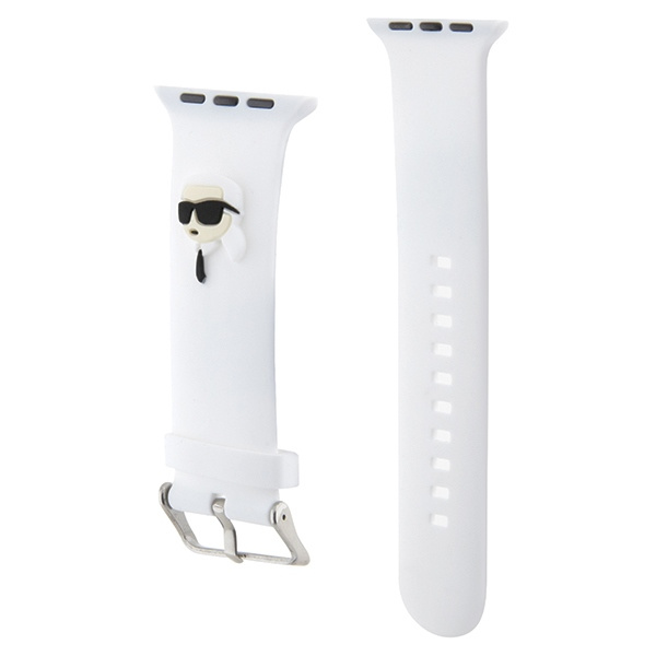 Karl Lagerfeld KLAWMSLKNH Apple Watch 4/5/6/7/SE/8/9 40/41mm strap 3D Rubber Karl Head white