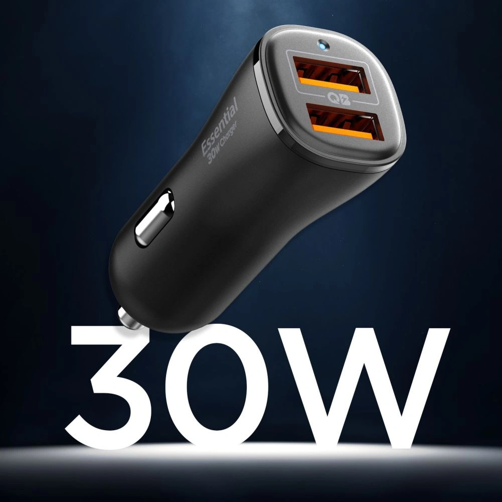 Spigen Essential EV302 2-port USB-A Car Charger 30W Black