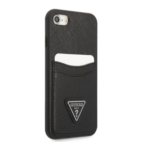 Guess GUHCI8PSATPK Apple iPhone SE 2022/SE 2020/8/7 hardcase black hardcase Saffiano Triangle Logo Cardslot