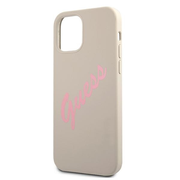Guess GUHCP12MLSVSGP Apple iPhone 12/12 Pro grey pink hardcase Silicone Vintage