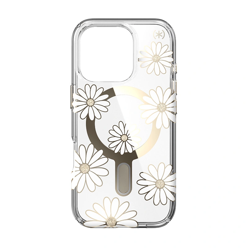 Speck Presidio Lux ClickLock & MagSafe Apple iPhone 16 Pro (Sunshine Daisies / Clear / Gold)
