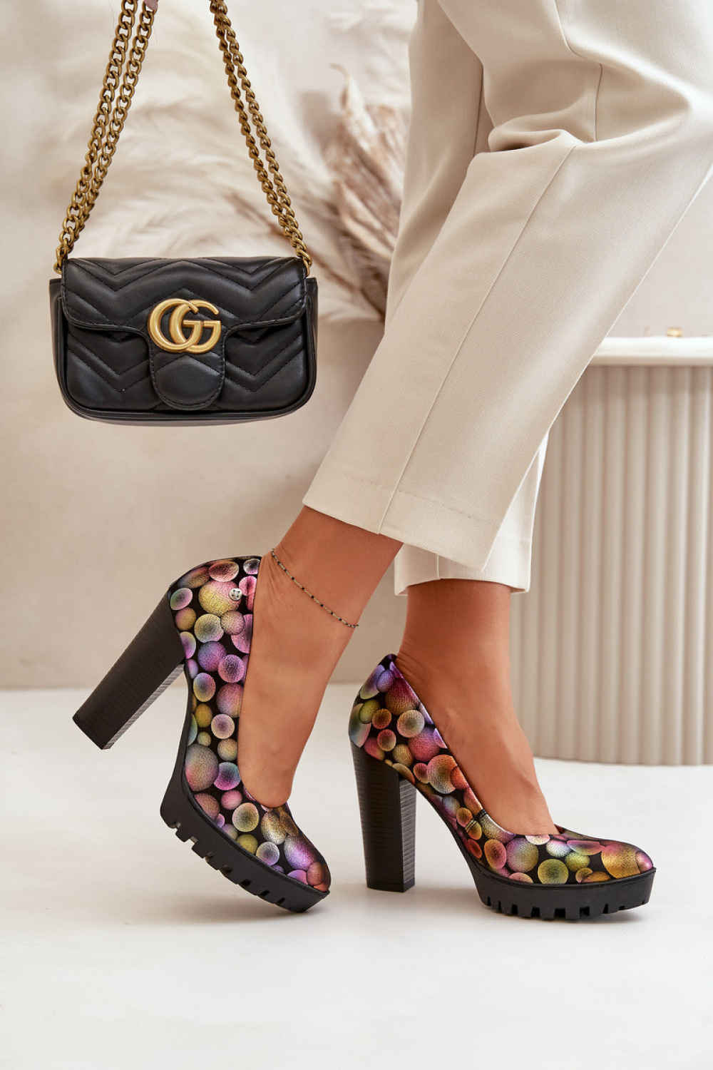  Block heel pumps model 199812 Step in style  multicolor