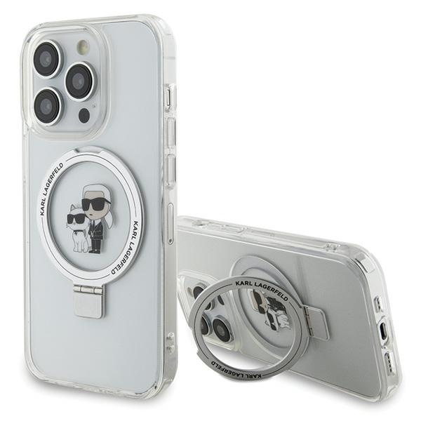 Karl Lagerfeld KLHMP14LHMRSKCH Apple iPhone 14 Pro hardcase Ring Stand Karl&Choupettte MagSafe white