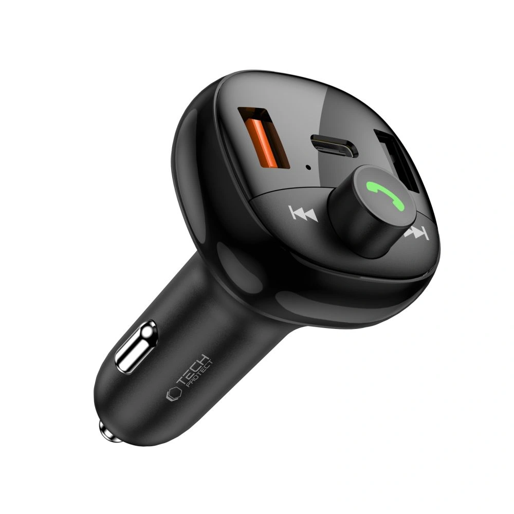 Tech-Protect CC06 3-port Car Charger 2xUSB-A, USB-C PD 72W + Transmiter FM Bluetooth Black