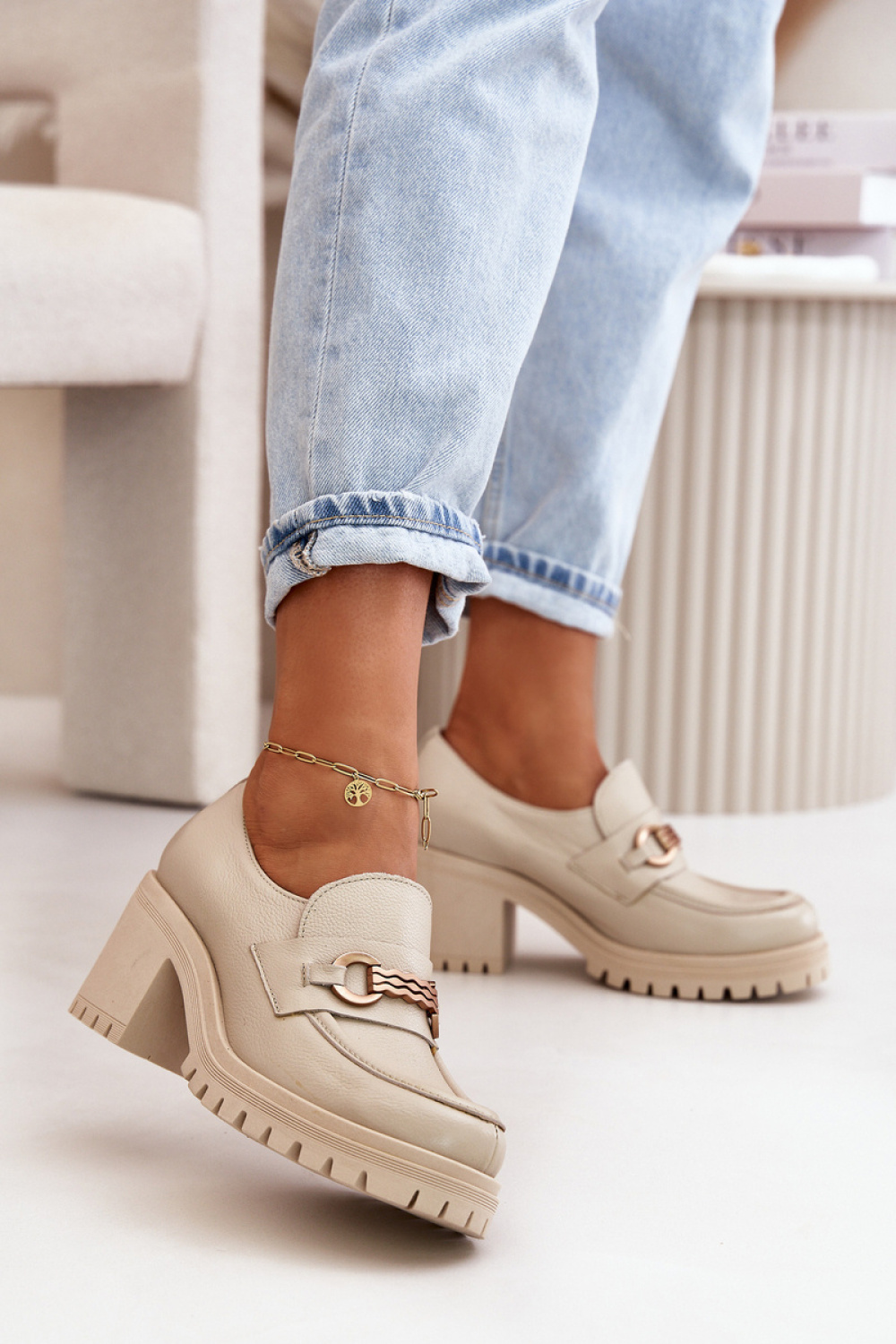  Heeled low shoes model 199811 Step in style  beige