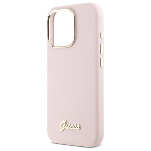 Etui Guess do Apple iPhone 16 Pro Max hardcase Silicone Script Metal Logo & Frame różowy