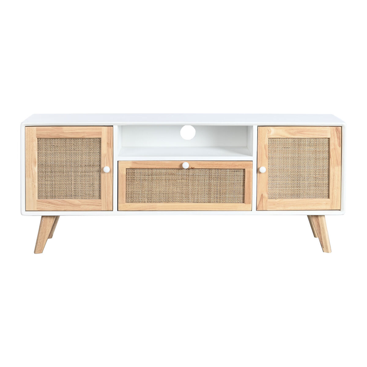 TV-Möbel DKD Home Decor 120 x 30 x 50 cm Weiß Rattan Paulonia-Holz