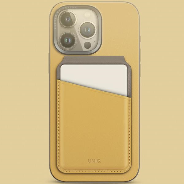 UNIQ Lyden DS RFID magnetic wallet with stand function canary yellow-flint grey