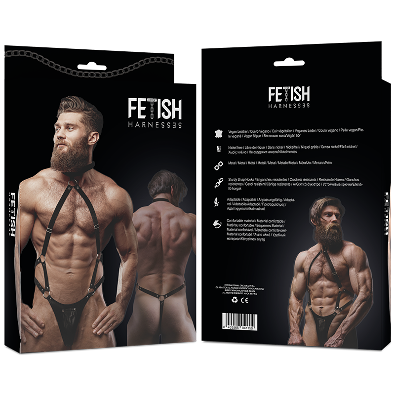 FETISH SUBMISSIVE ATTITUDE - MEN&#39;S ECO-LEATHER JOCK STRAP HARNESS