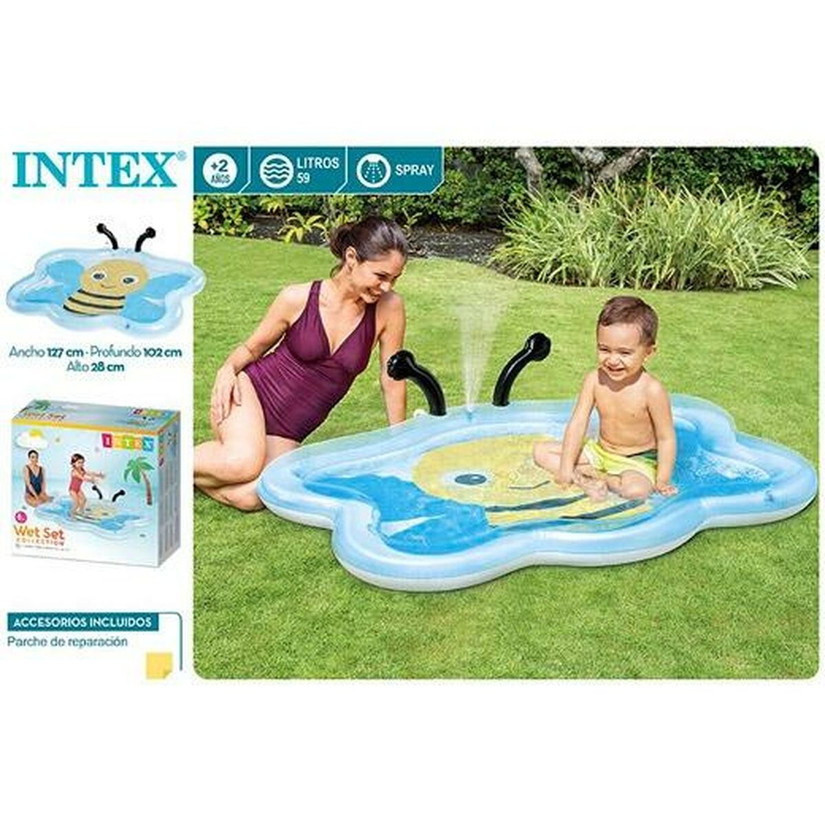 Inflatable Paddling Pool for Children Colorbaby Bee 127 x 102 x 28 cm Multicolour 59 L