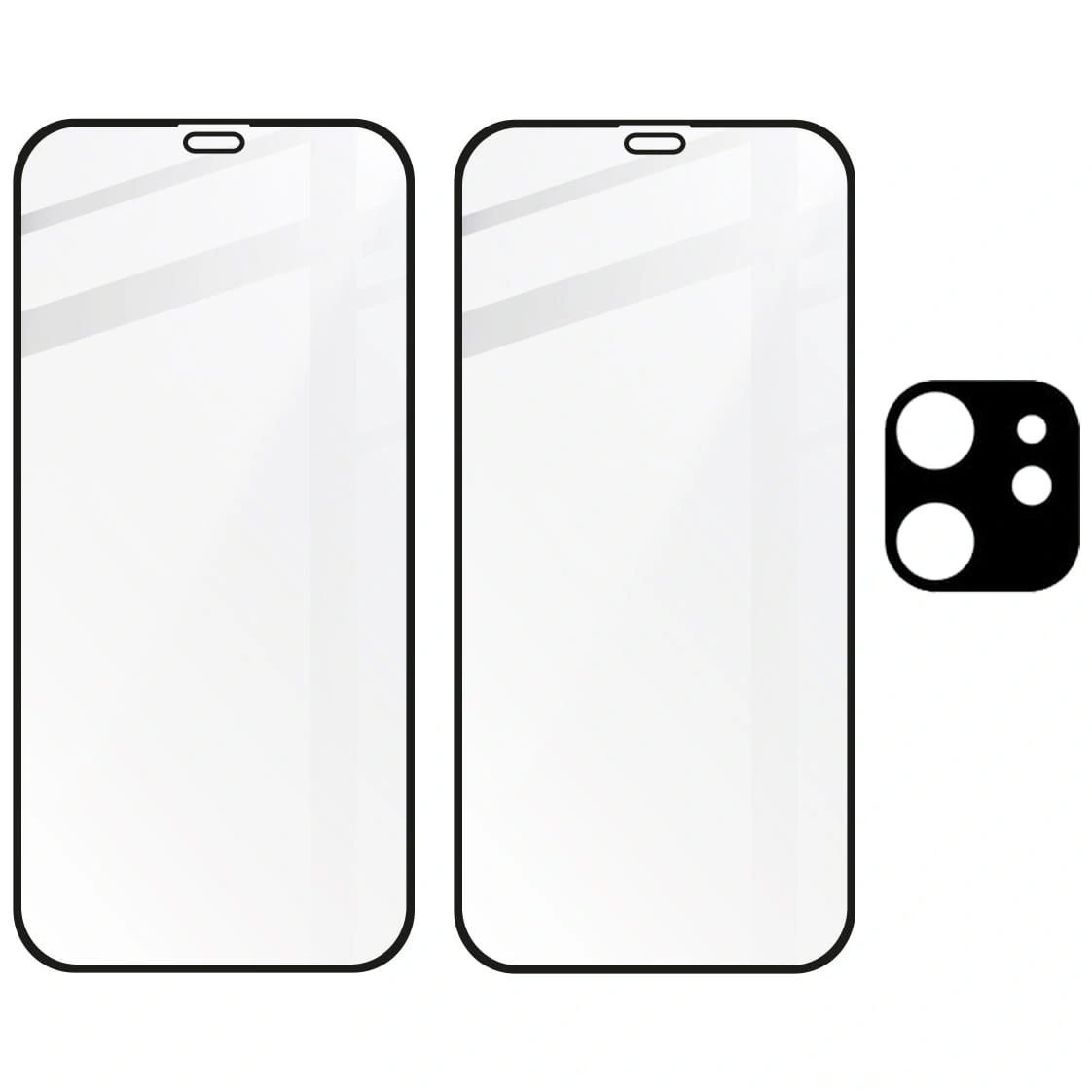 Bizon Glass Edge CF tempered glass - [2 PACK] + lens protection Apple iPhone 12 Mini black