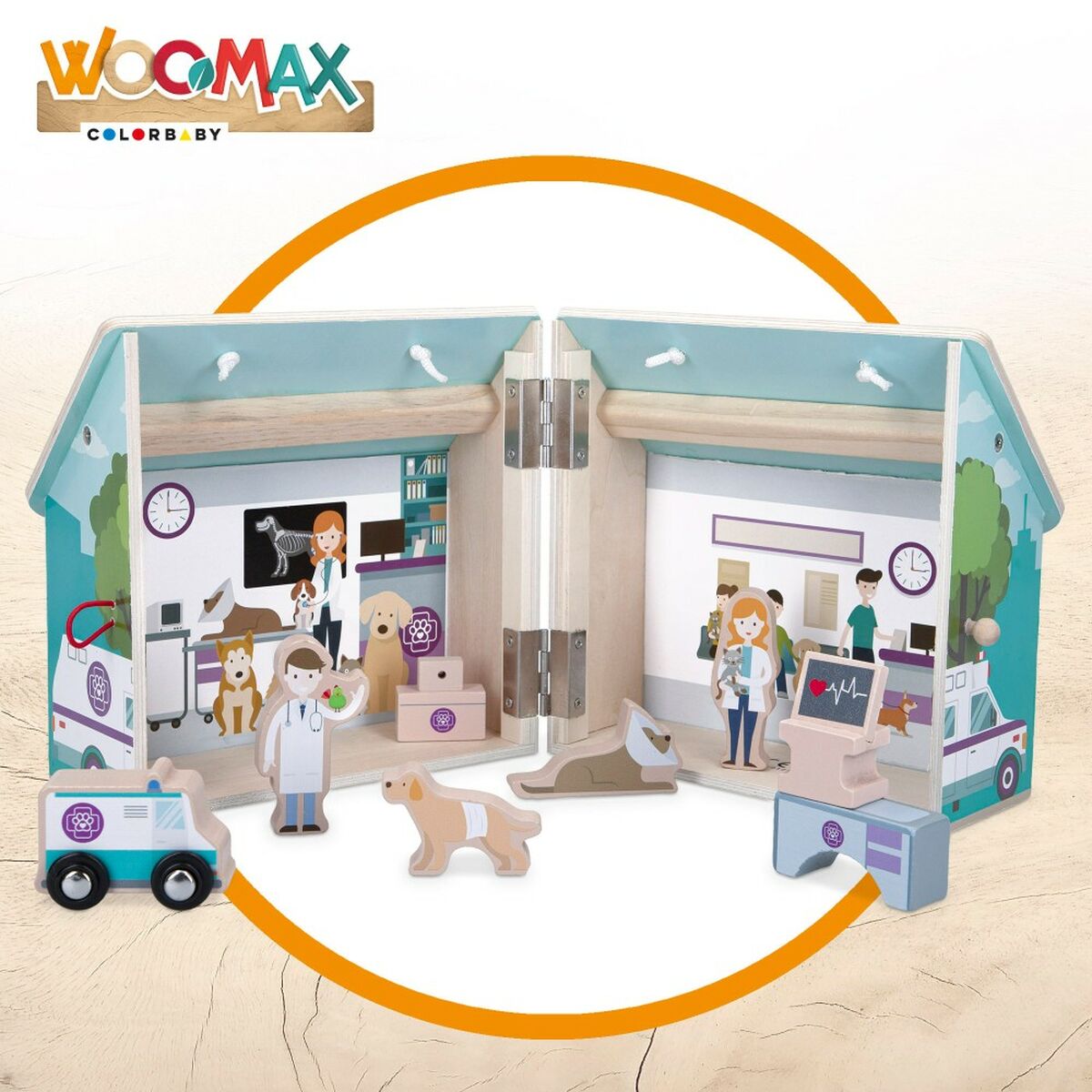 Playset Woomax Weterynarz 19 x 18 x 19 cm 9 Części 4 Sztuk