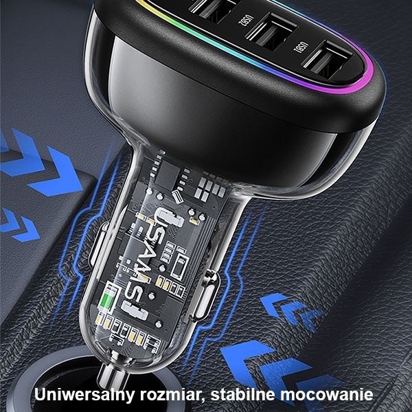 USAMS Car Charger 1xUSB-C 3xUSB-A C34 48W 3A+C PD black CC170CC01 (US-CC170)