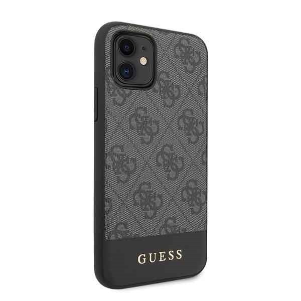 Guess GUHCN61G4GLGR iPhone 11 grey hard case 4G Stripe Collection