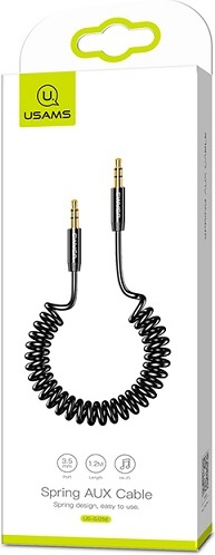 USAMS Adapter Spring audio jack 3,5mm -3,5mm 1,2m black SJ256YP01 (US-SJ256)