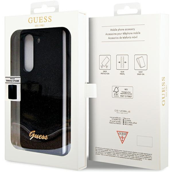 Guess GUHCZFD5HGGSHK Samsung Galaxy Z Fold 5 hardcase Glitter Script black