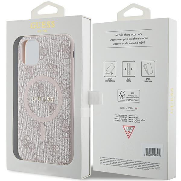 Guess GUHMN61G4GFRP Apple iPhone 11 / XR hardcase 4G Collection Leather Metal Logo MagSafe pink