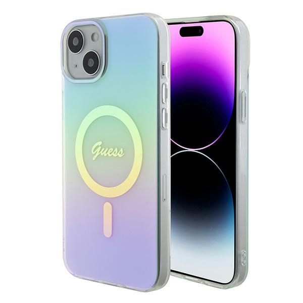 Guess GUHMP15MHITSQ Apple iPhone 15 Plus hardcase IML Iridescent MagSafe turquoise